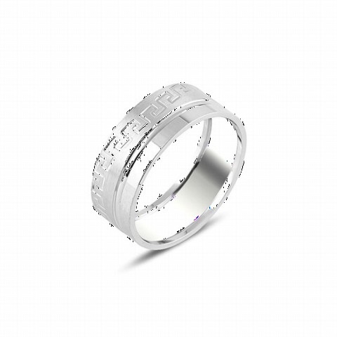 Wedding Ring - Plain Rhodium Plated Silver Wedding Ring 100346976 - Turkey