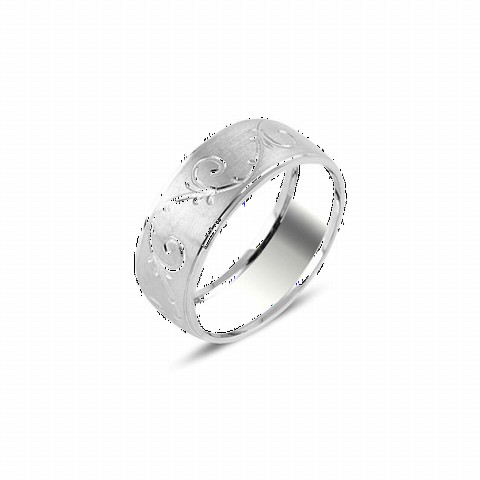Wedding Ring - Plain Motif Embroidered Silver Wedding Ring 100347004 - Turkey