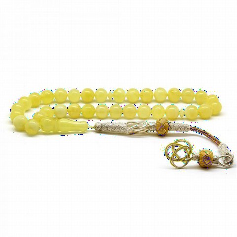 Rosary - Yellow Kazaz Tasseled Original Amber Drop Rosary 100349536 - Turkey