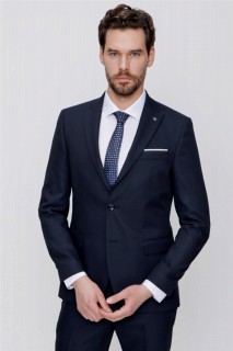 Men's Navy Blue Jacquard Vest Slim Fit Slim Fit 6 Drop Suit 100350698