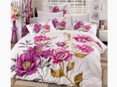 Bedding - Celina Bettbezug-Set für Doppelbetten aus 100 % Baumwolle Rosa 100257658 - Turkey
