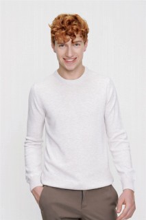 Zero Collar Knitwear - Pull en maille basique à col rond et coupe dynamique pour homme beige 100345101 - Turkey