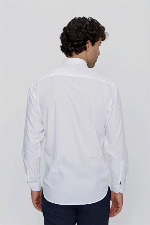 Men's White Basic Pocketed Regular Fit Comfy Cut Shirt 100351036