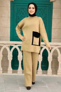 Outwear - Biscuit Hijab Knitwear Double Suit 100345011 - Turkey