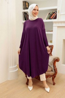 Woman Clothing - Purple Hijab Tunic 100338752 - Turkey