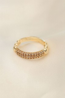 jewelry - Adjusted Gold Color Zircon Stone Convex Ring 100319882 - Turkey