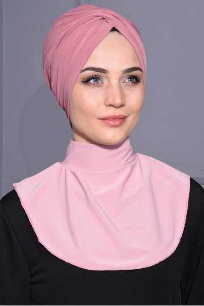 Woman Bonnet & Turban - Hijab-Kragen mit Druckknöpfen in Puderrosa - Turkey