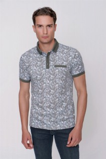 Men Clothing - Men's Chalk Green Interlock Trend Dynamic Fit Comfortable Fit Cotton Short Sleeve T-Shirt 100350826 - Turkey
