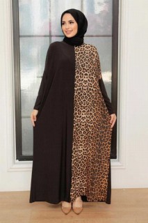 Evening & Party Dresses - Dark Brown Hijab Dress 100341360 - Turkey