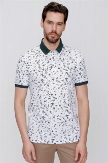 T-Shirt - Men's Gray Polo Collar Printed Dynamic Fit Comfortable T-Shirt 100350729 - Turkey