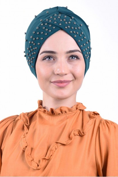 Woman Bonnet & Turban - Bonnet De Piscine Nacré Bleu Pétrole - Turkey