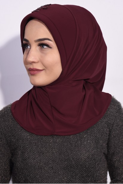 Practical Sequin Hijab Claret Red 100285498