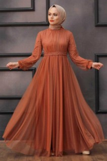 Wedding & Evening - Terrakotta Hijab Abendkleid 100337318 - Turkey