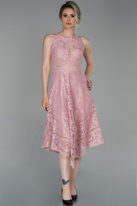 Evening Dress Midi Halter Neck Lace Invitation Dress 100297935