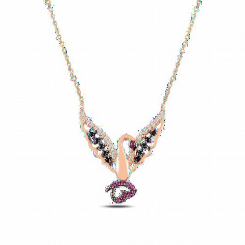 Necklaces - Heart Motif Bird Model Women's Silver Necklace 100347618 - Turkey