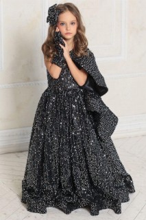 Evening Dress - Robe de soirée noire à paillettes détaillées pour filles - Turkey