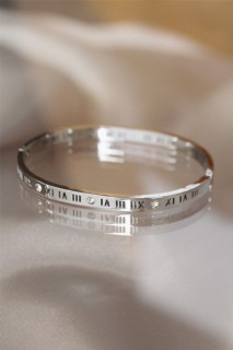 Roman Numeral Silver Color Cartier Steel Bracelet 100318962