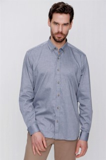 Shirt - Men's Black 100% Cotton Jacquard Regular Fit Comfy Cut Shirt 100350739 - Turkey