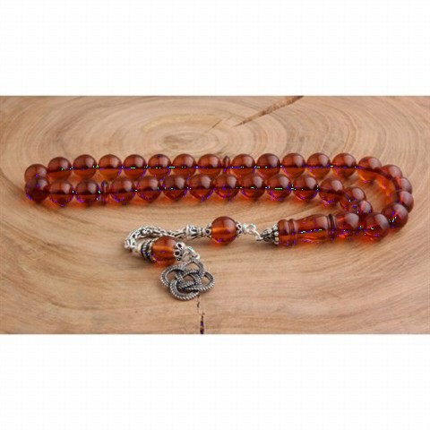 Men - Drop Amber Special Silver Tasseled Rosary 100352181 - Turkey