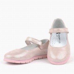 Genuine Leather Pink Ballerina Flat Shoes for Girls 100278856
