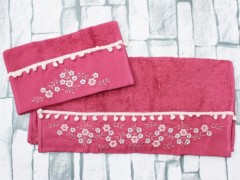 Dowry Land Chela Embroidered 2 Pcs Towel Set Fuchsia 100330192