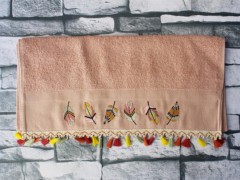 Dowry Land Colorful Leaf Embroidered Dowery Towel Salmon 100330293