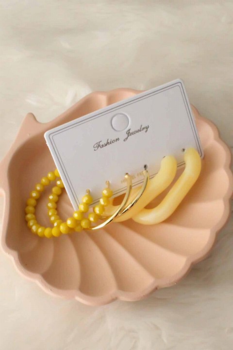 jewelry - Yellow Color Multiple Women's Earrings 100327492 - Turkey