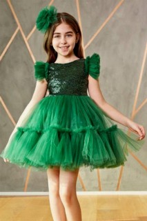 Evening Dress - Girl's New Volo Tulle Pulpette Green Evening Dress 100327100 - Turkey