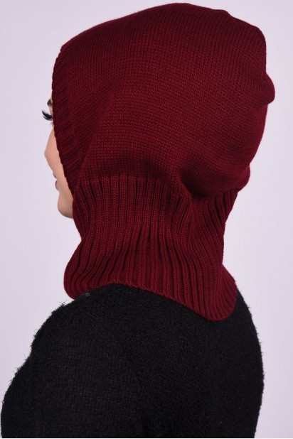 Knitted Wool Beret Claret Red 100284908