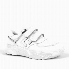 Genuine Leather Anatomic White Thick Sole Velcro Girls Athletic Shoes 100278834