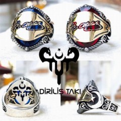 Signed Kemal Atatürk Zircon Stone Silver Men's Ring 100348385