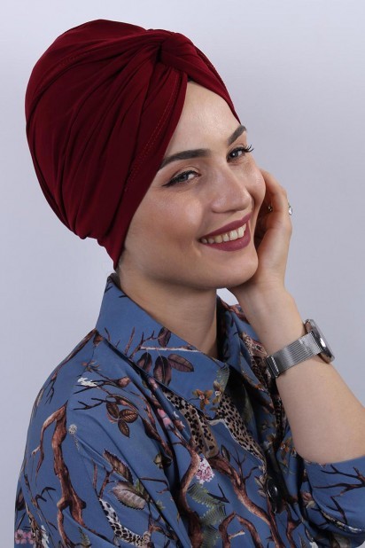 Woman Bonnet & Turban - Dolama Bonnet Bordeaux - Turkey