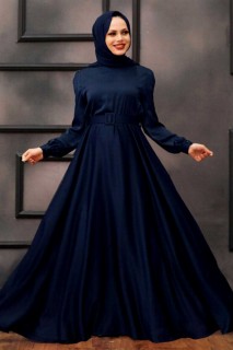 Evening & Party Dresses - فستان سهرة حجاب أزرق كحلي 100337725 - Turkey