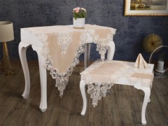 Living room Table Set - Neslihan Velvet Living Room Set 5 Pieces 100280413 - Turkey
