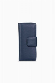 Handbags - Portefeuille à main en cuir à glissière bleu marine Guard 100346083 - Turkey