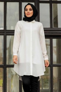 Woman Clothing - White Hijab Tunic 100332941 - Turkey