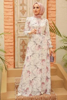 Ecru Hijab Dress 100339596