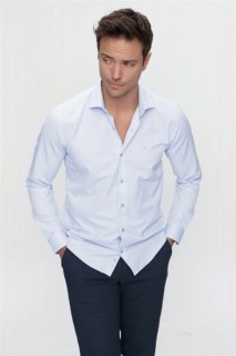 Shirt - Men's Ice Blue Jacquard Slim Fit Shirt 100351013 - Turkey