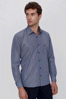 Men's Navy Blue Royal Regular Fit Wide Cut Pitika Shirt with Pocket 100351046