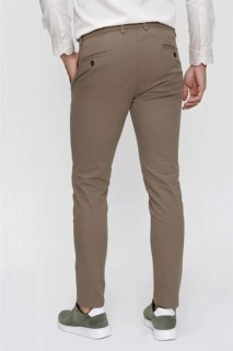 Men's A-Brown Cotton Slim Fit Side Pocket Linen Trousers 100351262