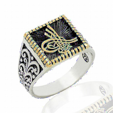 mix - خاتم رجالي من الفضة الإسترليني عثماني من طوغرا مربعة الشكل 100348488 - Turkey