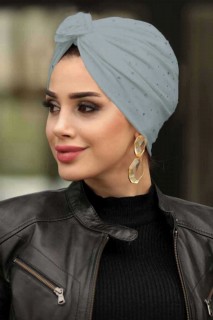Shawl - Grey Hijab Cap Shawl 100336425 - Turkey
