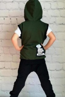 Boys' Cross-cut Cepkenli Printed 3-piece Khaki Tracksuit Suit 100328598