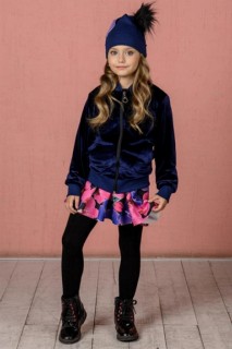 Girl Velvet Jacket Berret Lilac Floral Printed Skirted Suit 100328728