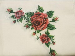 Cross-stitch Printed Guipure Table Cloth Set 26 Pieces Claret Red 100258160