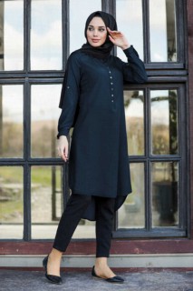 Clothes - Navy Blue Hijab Tunic 100336211 - Turkey