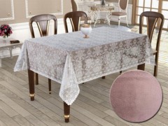 Square Table Cover - Knitted Board Patterned Chimney Table Spring Powder 100259250 - Turkey