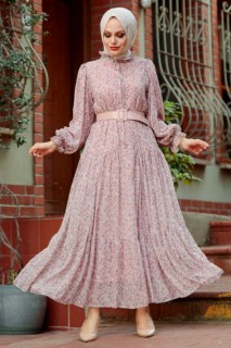 Woman Clothing - Dusty Rose Hijab Dress 100338346 - Turkey