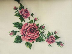Cross Stitch Printed Guipureed Table Cloth 4 Colors 100280224