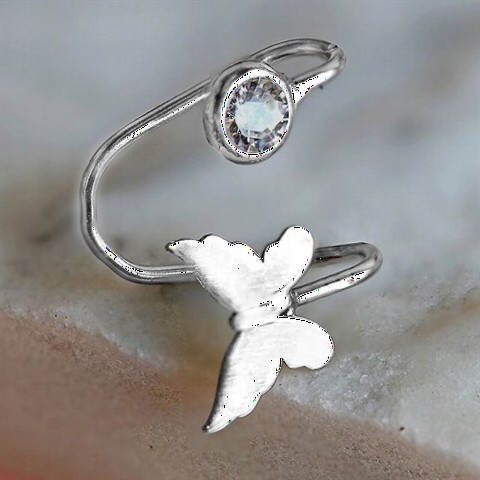 Earrings - Single Butterfly Cartilage Women's Silver Earrings 100347350 - Turkey